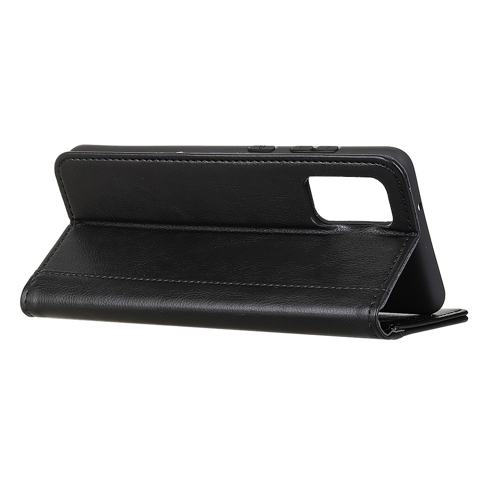 Auto Magnet Suction Design Litchi Texture Split Leather Wallet Stand Cover Case for Xiaomi Redmi Note 10 4G / Note 10S - Black-4
