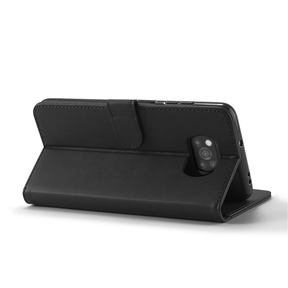 LC.IMEEKE Wallet Stand Leather Shell Phone Cover Case for Xiaomi Poco X3 NFC / Xiaomi Poco X3 - Black-12