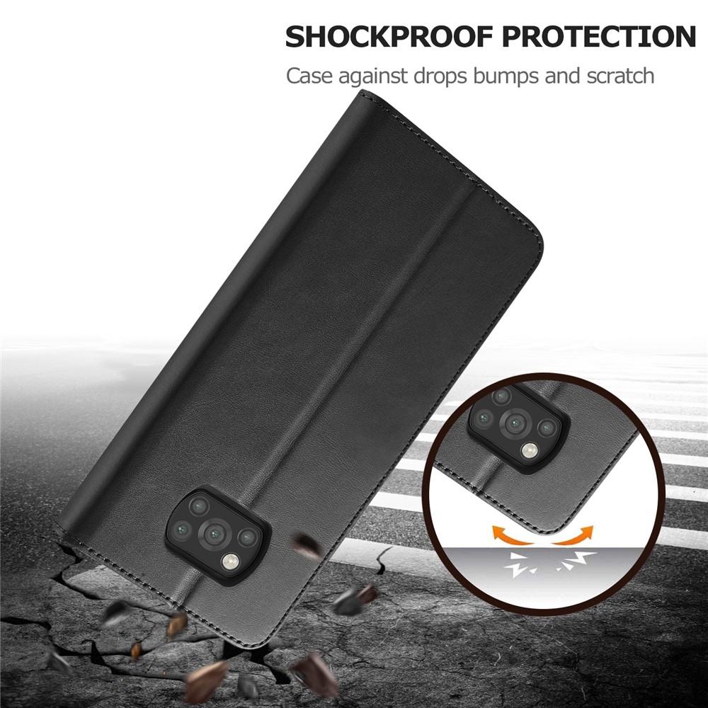 LC.IMEEKE Wallet Stand Leather Shell Phone Cover Case for Xiaomi Poco X3 NFC / Xiaomi Poco X3 - Black-2