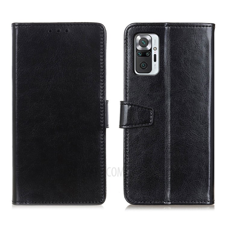 Wallet Design Full Protection Leather Phone Stand Cover Case for Xiaomi Redmi Note 10 Pro Max / Redmi Note 10 Pro - Black-1
