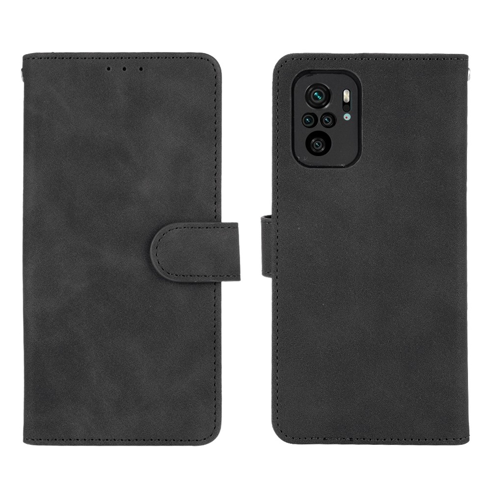 Skin-touch Folio Flip Leather Protective Shell Wallet Stand Phone Cover for Xiaomi Redmi Note 10 4G / Xiaomi Redmi Note 10S - Black-1