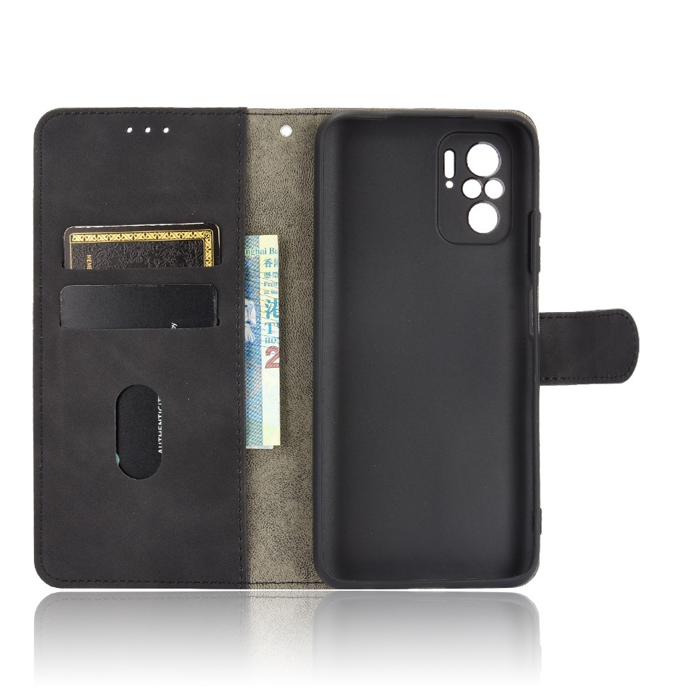 Skin-touch Folio Flip Leather Protective Shell Wallet Stand Phone Cover for Xiaomi Redmi Note 10 4G / Xiaomi Redmi Note 10S - Black-3