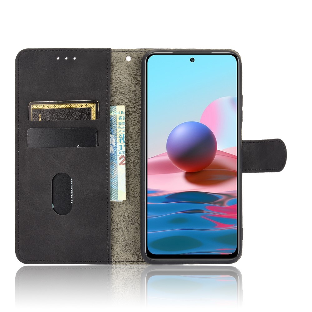 Skin-touch Folio Flip Leather Protective Shell Wallet Stand Phone Cover for Xiaomi Redmi Note 10 4G / Xiaomi Redmi Note 10S - Black-4
