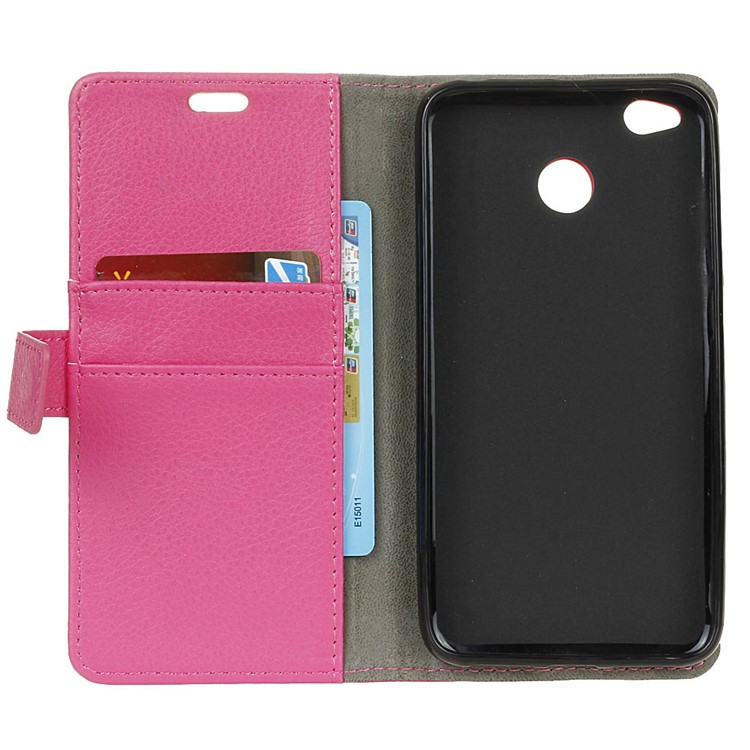 Litchi Skin Wallet Leather Magnetic Case for Xiaomi Redmi 4X - Rose-3
