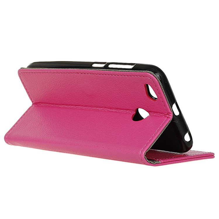 Litchi Skin Wallet Leather Magnetic Case for Xiaomi Redmi 4X - Rose-5