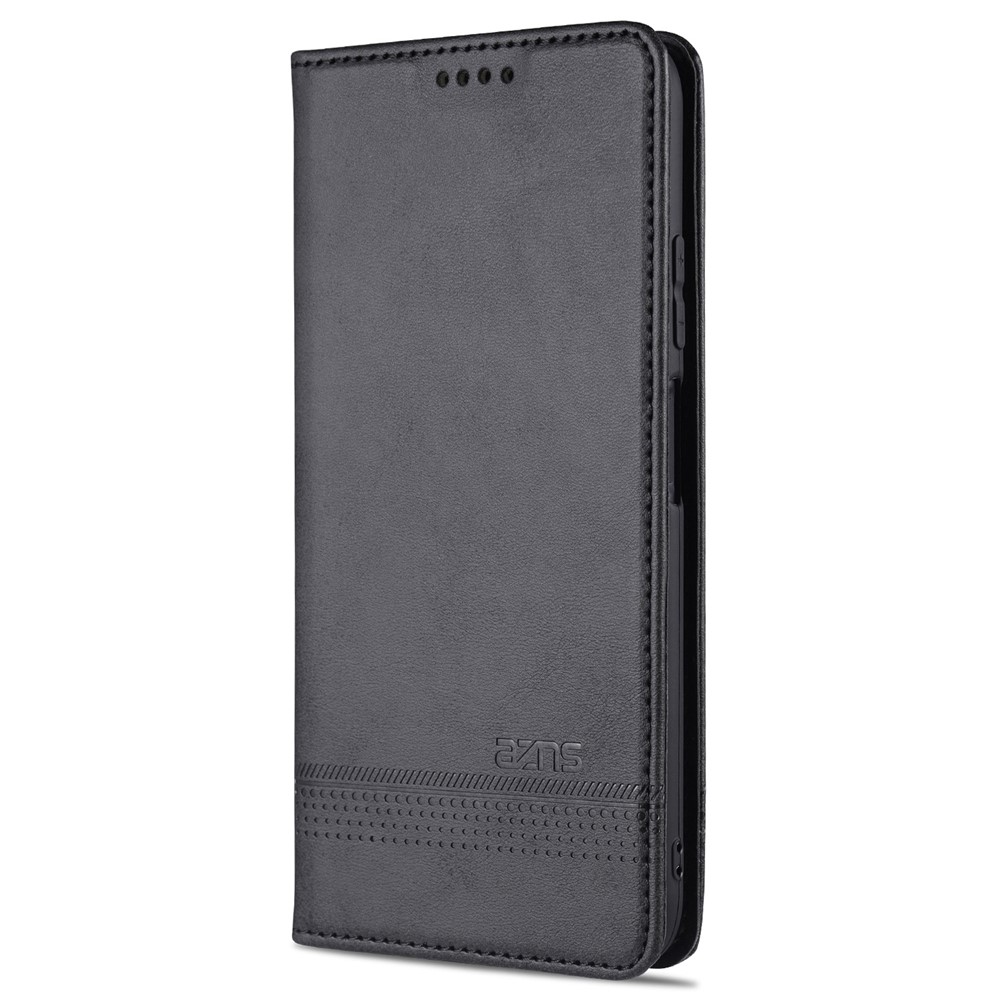 AZNS Auto-absorbed Magnetic Stand Wallet Leather Phone Shell Case for Xiaomi Redmi Note 10 4G / Redmi Note 10S - Black-2
