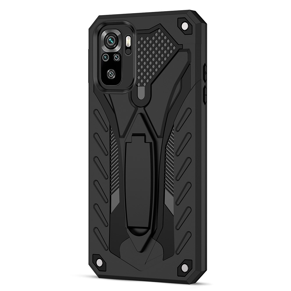 Phantom Knight Style TPU PC Protector Shell Kickstand Cover for Xiaomi Redmi Note 10S / Note 10 4G - Black-3