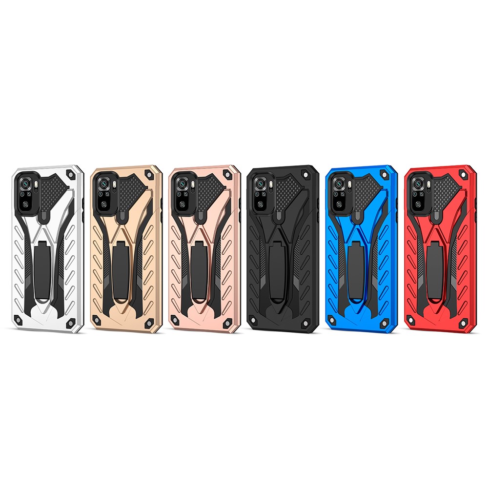 Phantom Knight Style TPU PC Protector Shell Kickstand Cover for Xiaomi Redmi Note 10S / Note 10 4G - Black-5