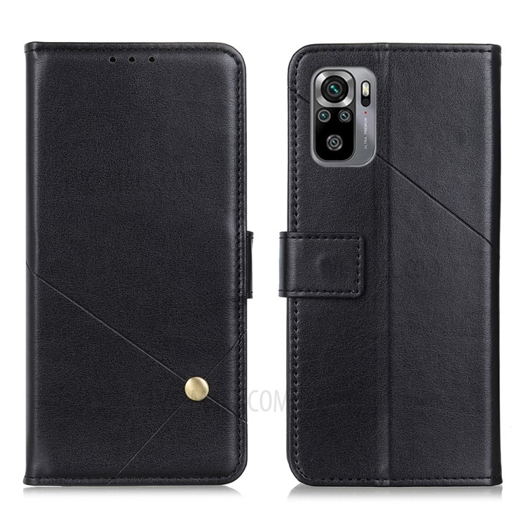 Wallet Design Full-Protection Magnetic Clasp Leather Stand Phone Cover Case for Xiaomi Redmi Note 10 4G/Note 10S - Black-1