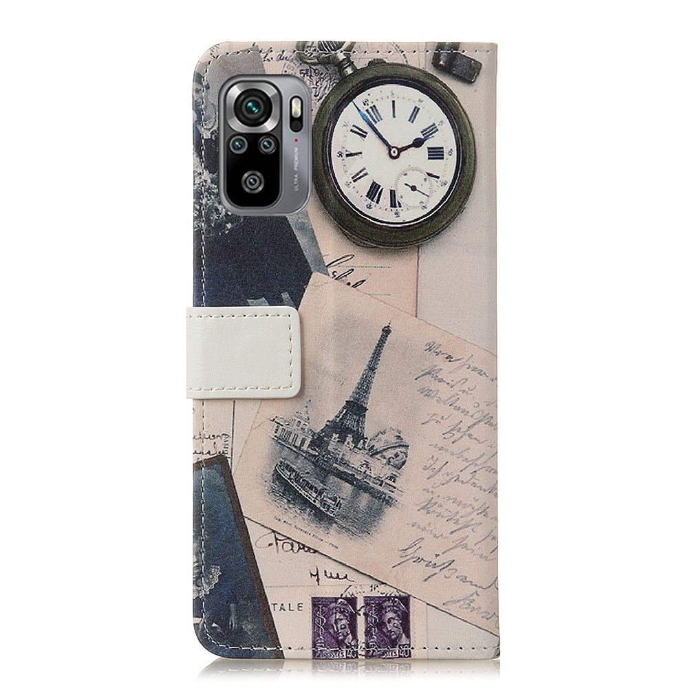 Stand Wallet Design Pattern Printing PU Leather Protector Phone Cover Shell for Xiaomi Redmi Note 10 4G/Redmi Note 10S - Tower and Feather-3