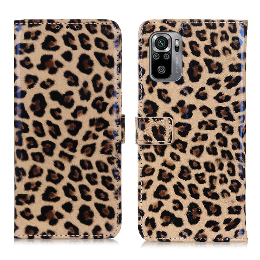 Leopard Skin Leather Phone Protector Wallet Design Mobile Phone Cover for Xiaomi Redmi Note 10 4G/Note 10S-1