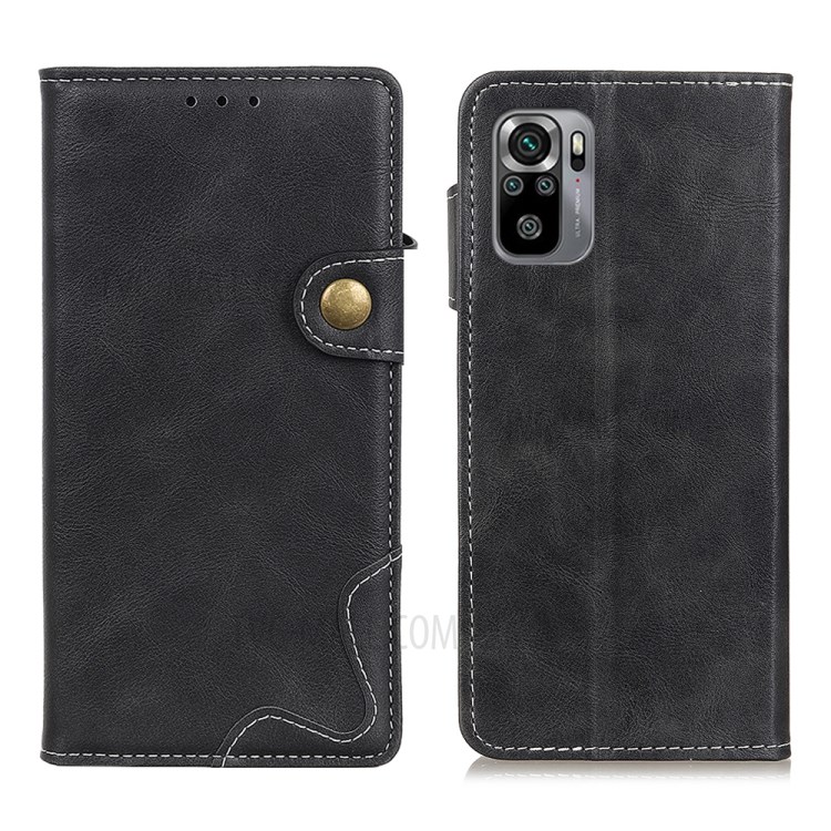 S Shape Design PU Leather Wallet Cover Case with Supporting Stand for Xiaomi Redmi Note 10 4G/Note 10S - Black-1