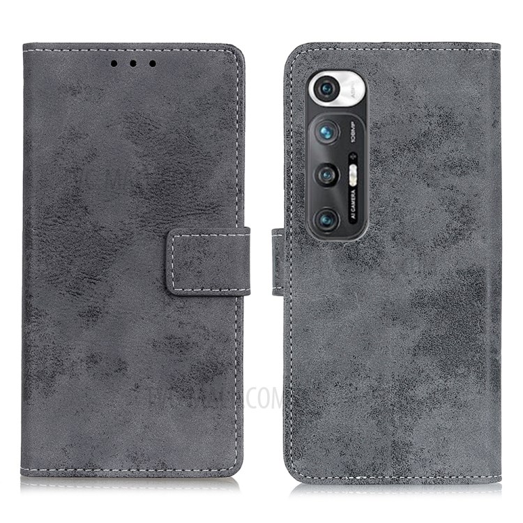Wallet Design Vintage Style PU Leather Mobile Phone Cover Case with Stand for Xiaomi Mi 10S - Grey-1