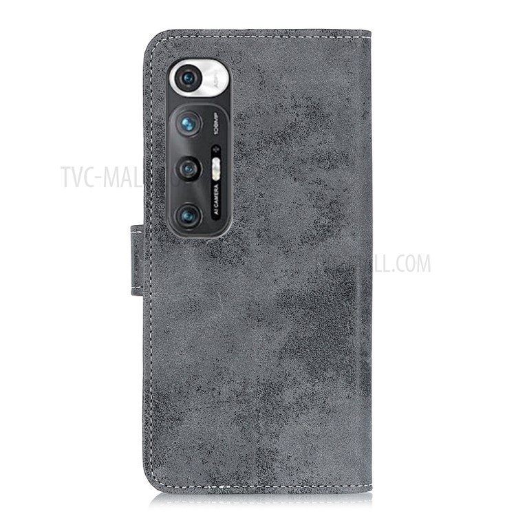 Wallet Design Vintage Style PU Leather Mobile Phone Cover Case with Stand for Xiaomi Mi 10S - Grey-3