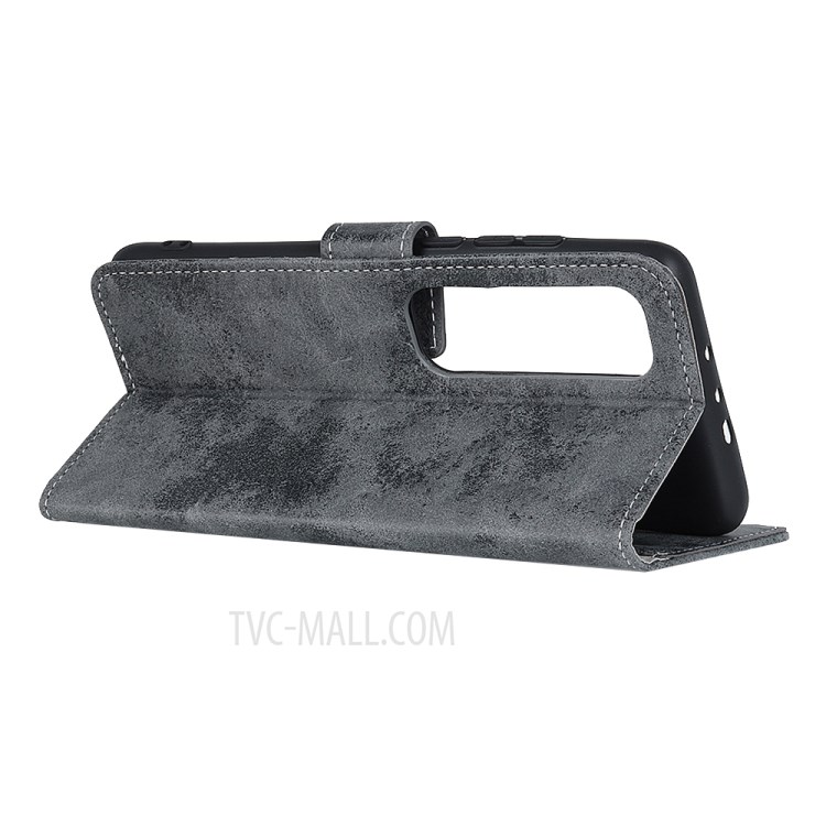 Wallet Design Vintage Style PU Leather Mobile Phone Cover Case with Stand for Xiaomi Mi 10S - Grey-4