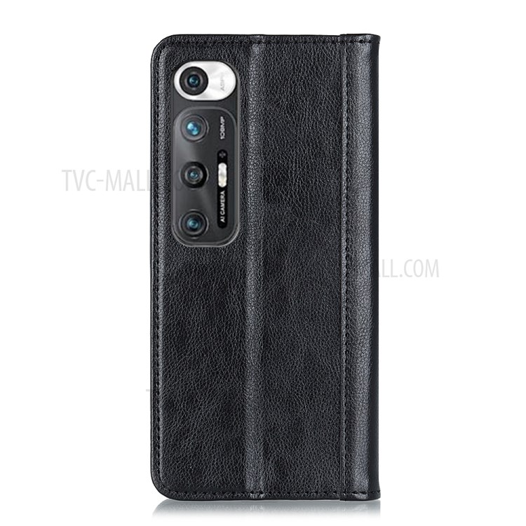 Litchi Texture Split Leather Wallet Stand Auto Magnet Suction Design Cover Case for Xiaomi Mi 10S - Black-3