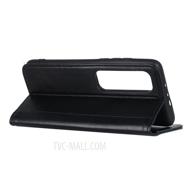 Litchi Texture Split Leather Wallet Stand Auto Magnet Suction Design Cover Case for Xiaomi Mi 10S - Black-4