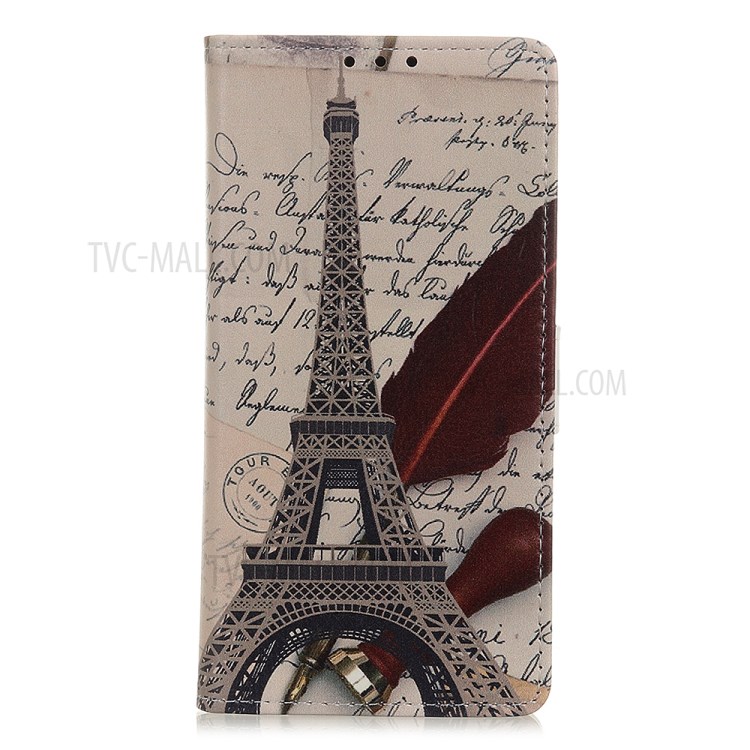 Pattern Printing Design Wallet PU Leather Protector Phone Stand Cover Shell for Xiaomi Mi 10S - Tower and Feather-2
