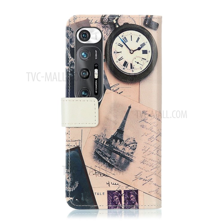 Pattern Printing Design Wallet PU Leather Protector Phone Stand Cover Shell for Xiaomi Mi 10S - Tower and Feather-3