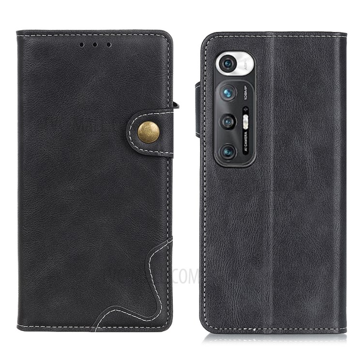 S-shape Textured TPU + PU Leather Wallet Stand Phone Case Shell for Xiaomi Mi 10S - Black-1