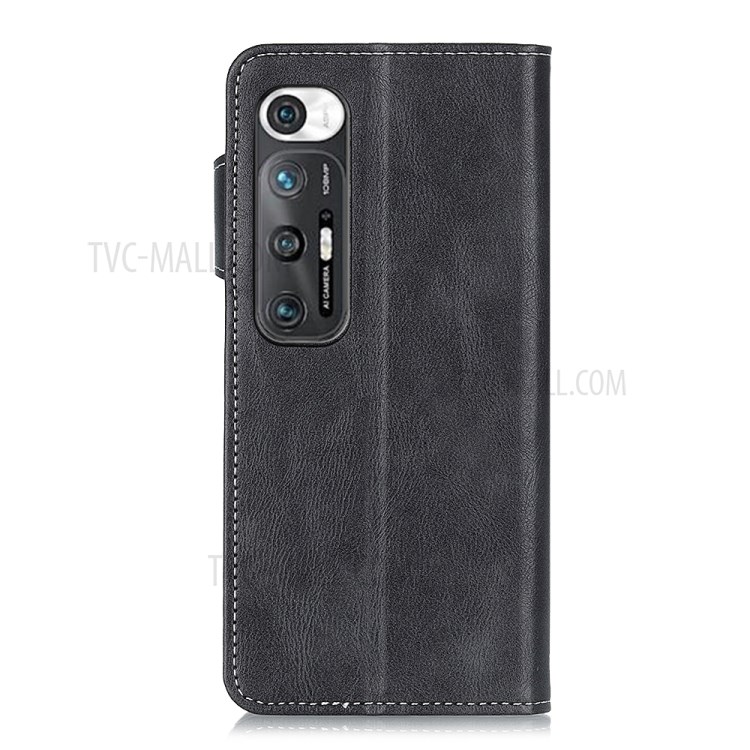 S-shape Textured TPU + PU Leather Wallet Stand Phone Case Shell for Xiaomi Mi 10S - Black-3