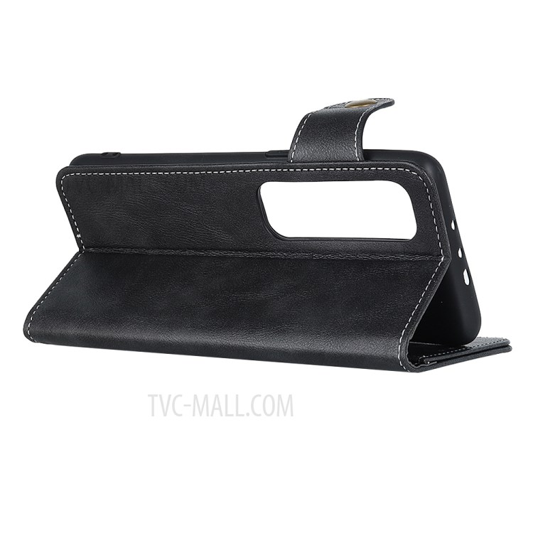 S-shape Textured TPU + PU Leather Wallet Stand Phone Case Shell for Xiaomi Mi 10S - Black-4