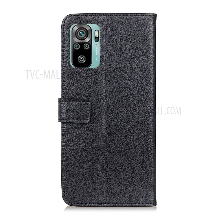 Litchi Skin Leather Wallet Stand Case for Xiaomi Redmi Note 10S / Redmi Note 10 4G - Black-3