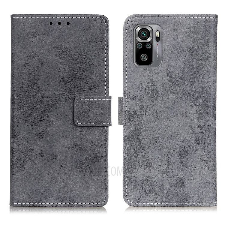 Vintage Style Wallet Stand Leather Phone Shell Case for Xiaomi Redmi Note 10S / Note 10 4G - Grey-1