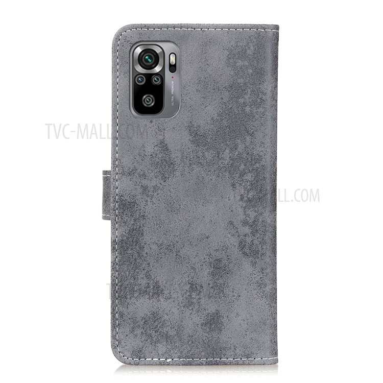 Vintage Style Wallet Stand Leather Phone Shell Case for Xiaomi Redmi Note 10S / Note 10 4G - Grey-3
