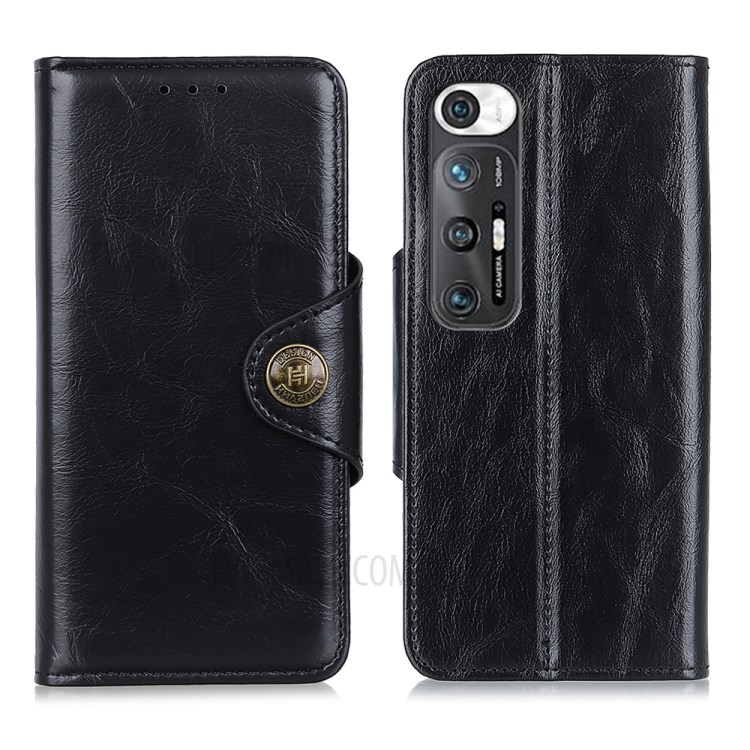 Wallet Stand TPU + Genuine Leather Mobile Phone Case for Xiaomi Mi 10S - Black-1