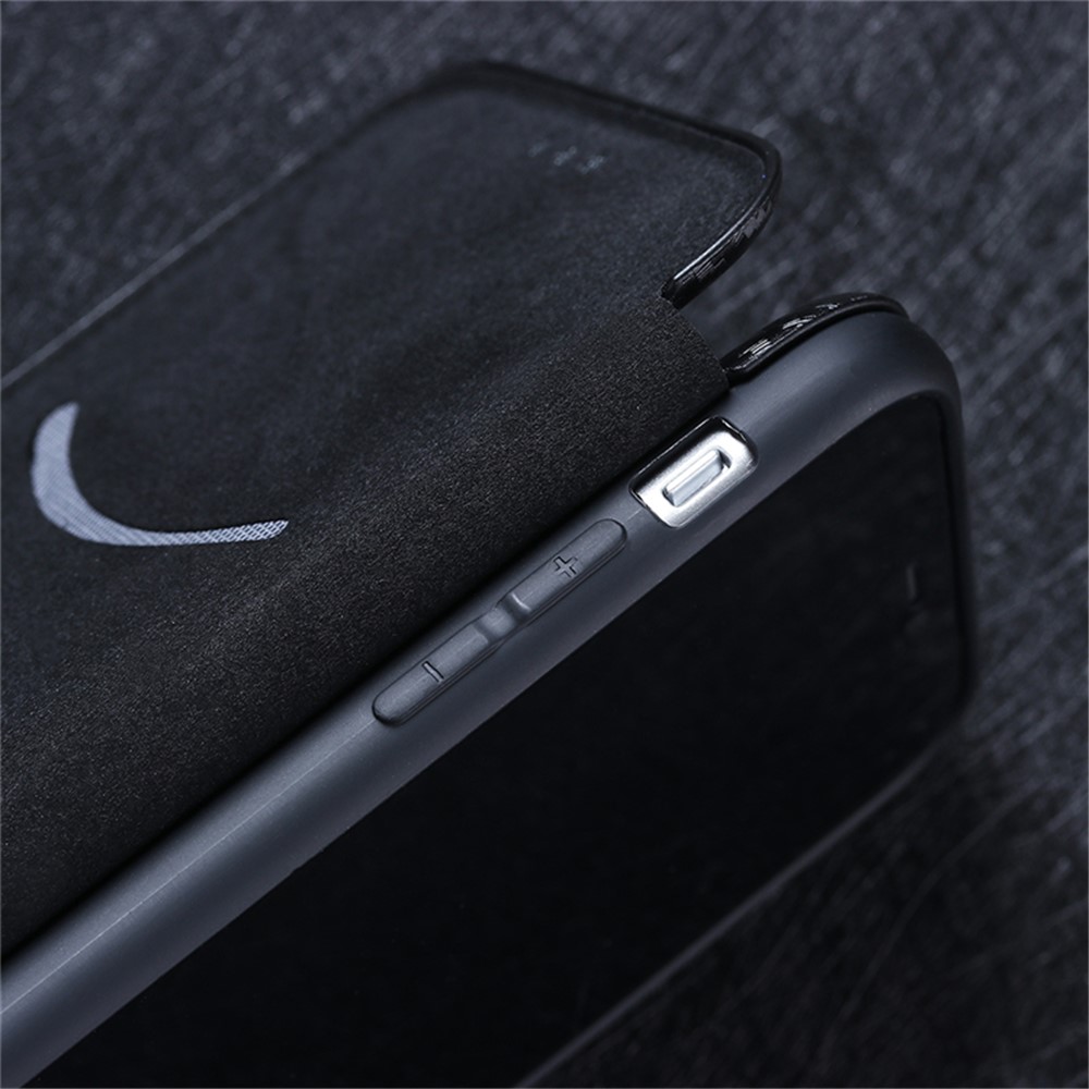 Auto-absorbed Stand Carbon Fiber Texture Leather Shell Cover for Xiaomi Redmi Note 10 4G / Note 10S - Black-18