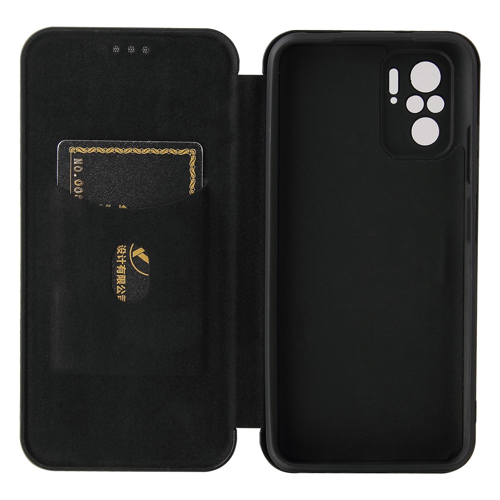 Auto-absorbed Stand Carbon Fiber Texture Leather Shell Cover for Xiaomi Redmi Note 10 4G / Note 10S - Black-4