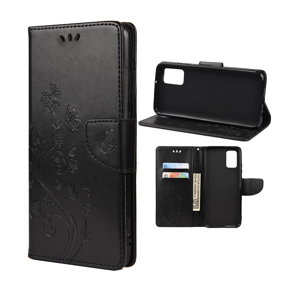 Imprinted Butterflies Flower Leather Wallet Stand Case for Xiaomi Poco F3 / Xiaomi Redmi K40 / K40 Pro - Black-6