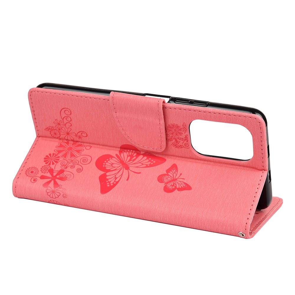 Imprinted Butterflies Flower Leather Wallet Stand Case for Xiaomi Poco F3 / Xiaomi Redmi K40 / K40 Pro - Pink-4