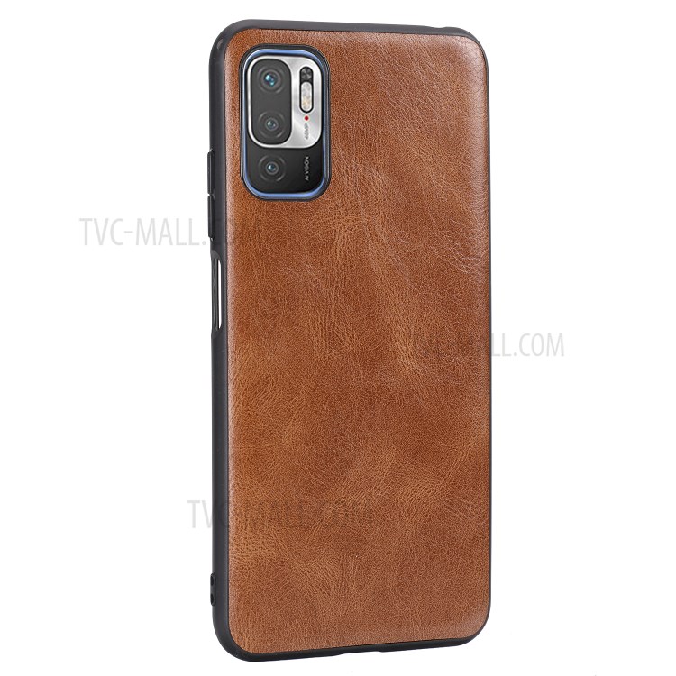 Crazy Horse Texture PU Leather Coated Plastic+TPU Case for Xiaomi Redmi Note 10 5G - Brown-2