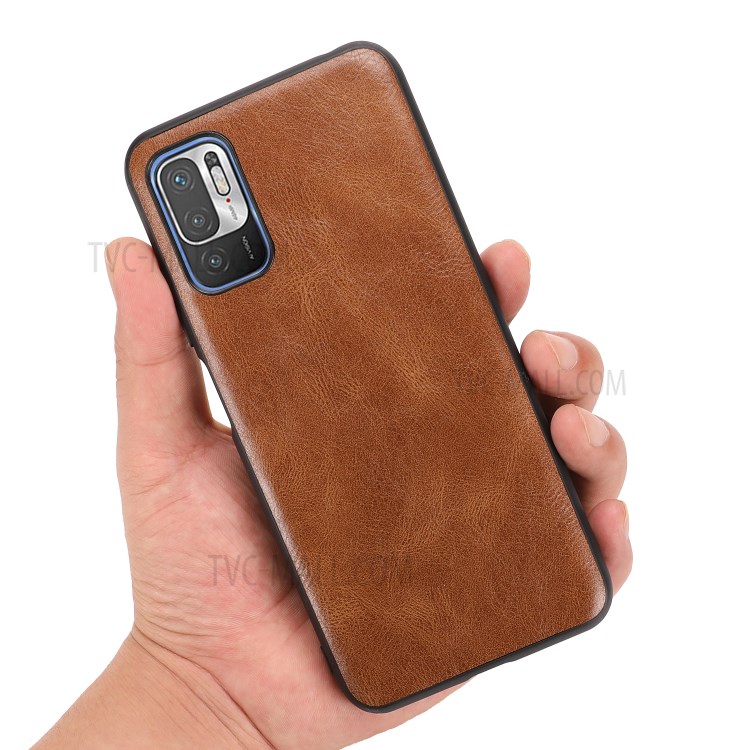 Crazy Horse Texture PU Leather Coated Plastic+TPU Case for Xiaomi Redmi Note 10 5G - Brown-3