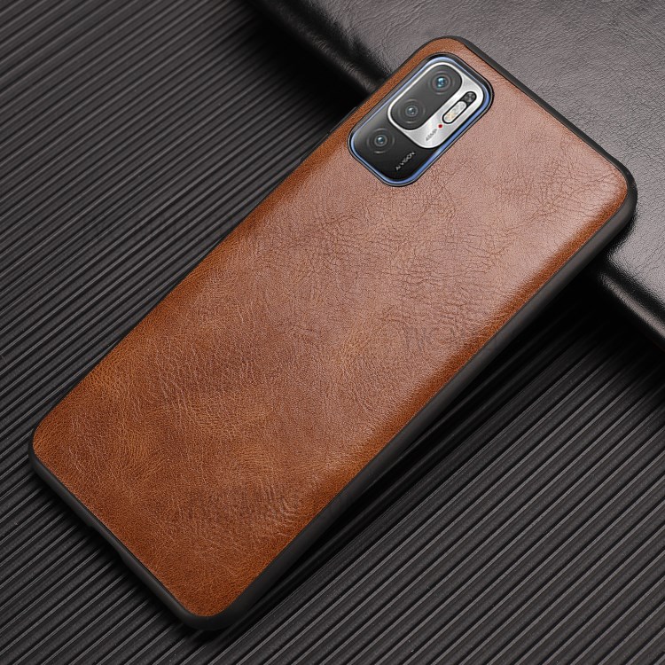 Crazy Horse Texture PU Leather Coated Plastic+TPU Case for Xiaomi Redmi Note 10 5G - Brown-6