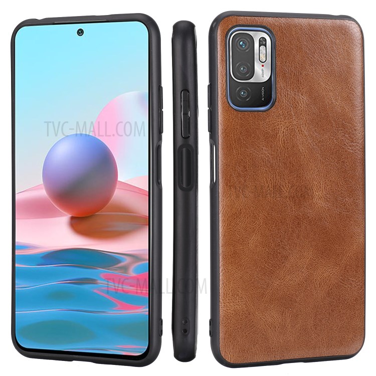 Crazy Horse Texture PU Leather Coated Plastic+TPU Case for Xiaomi Redmi Note 10 5G - Brown-7