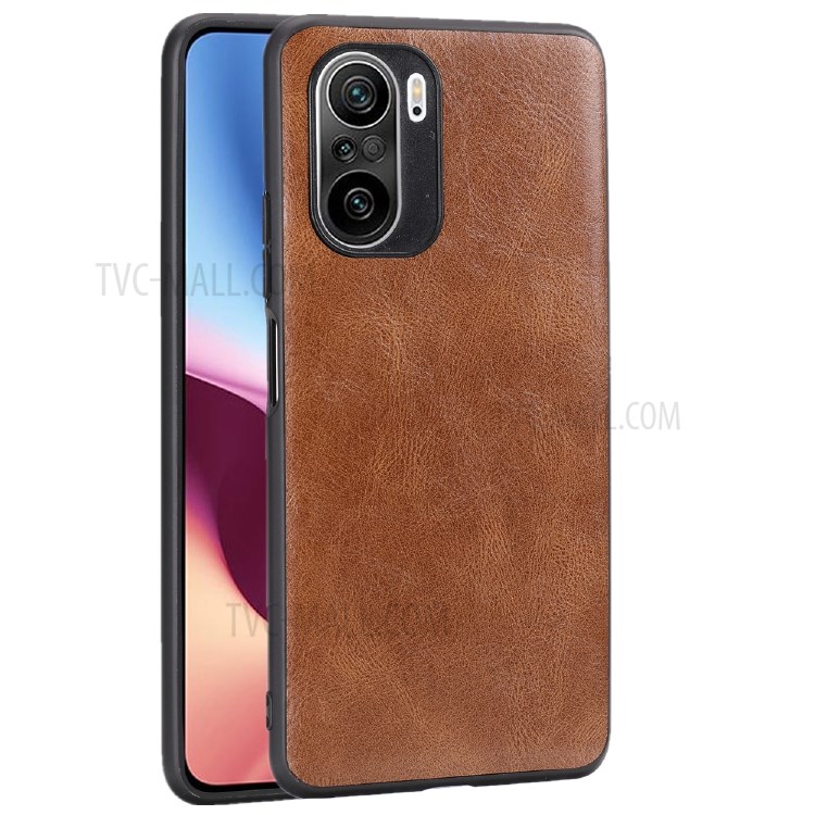 Crazy Horse Texture PU Leather Coated Plastic+TPU Case for Xiaomi Redmi K40 Pro+ / Redmi K40 Pro / Redmi K40 - Brown-1