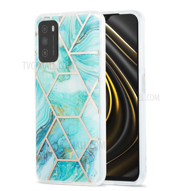 Marble Pattern Protector Plating IMD 2.0mm TPU Phone Shell for Xiaomi Redmi Note 9 4G (Qualcomm Snapdragon 662) / Redmi 9 Power / Redmi 9T / Poco M3 - Blue-1