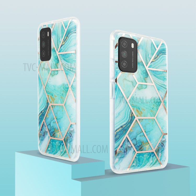 Marble Pattern Protector Plating IMD 2.0mm TPU Phone Shell for Xiaomi Redmi Note 9 4G (Qualcomm Snapdragon 662) / Redmi 9 Power / Redmi 9T / Poco M3 - Blue-2