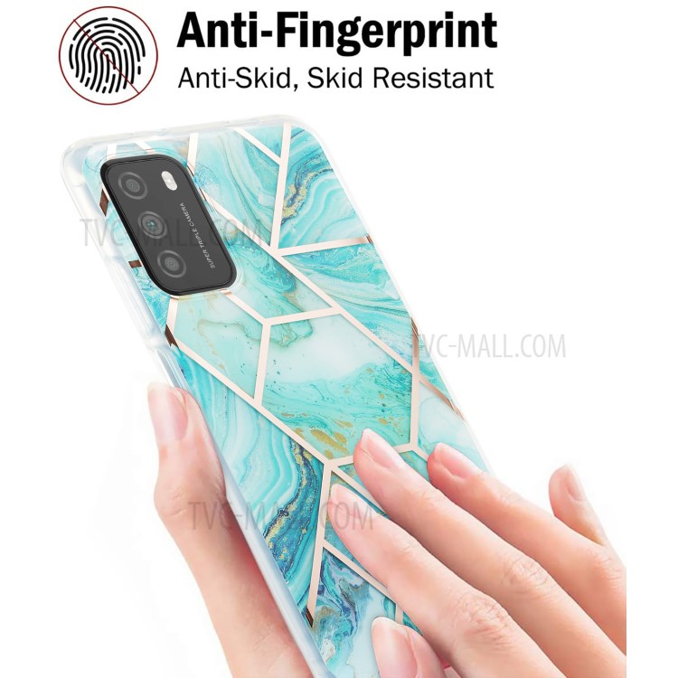 Marble Pattern Protector Plating IMD 2.0mm TPU Phone Shell for Xiaomi Redmi Note 9 4G (Qualcomm Snapdragon 662) / Redmi 9 Power / Redmi 9T / Poco M3 - Blue-3