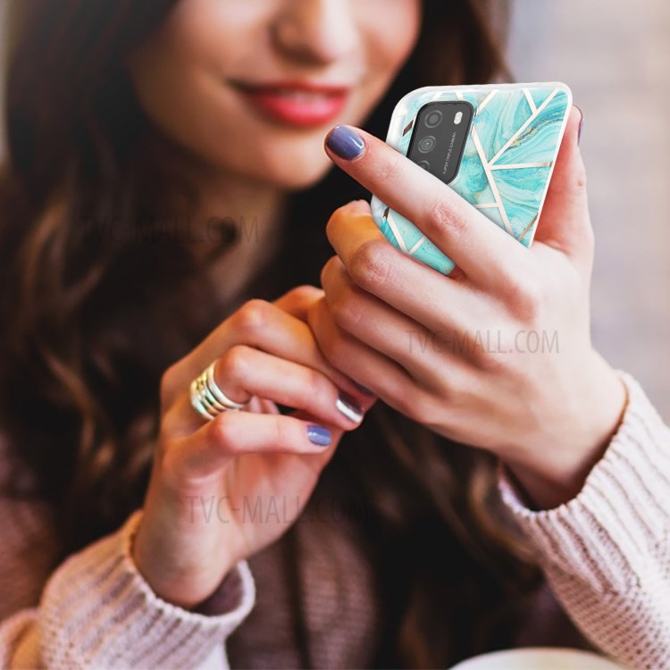 Marble Pattern Protector Plating IMD 2.0mm TPU Phone Shell for Xiaomi Redmi Note 9 4G (Qualcomm Snapdragon 662) / Redmi 9 Power / Redmi 9T / Poco M3 - Blue-4