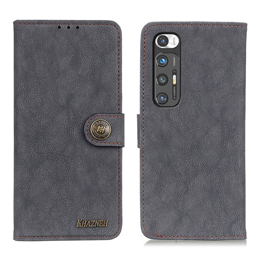KHAZHEN Vantage Textured Flip Stand Split Leather Wallet Case for Xiaomi Mi 10S - Black-1