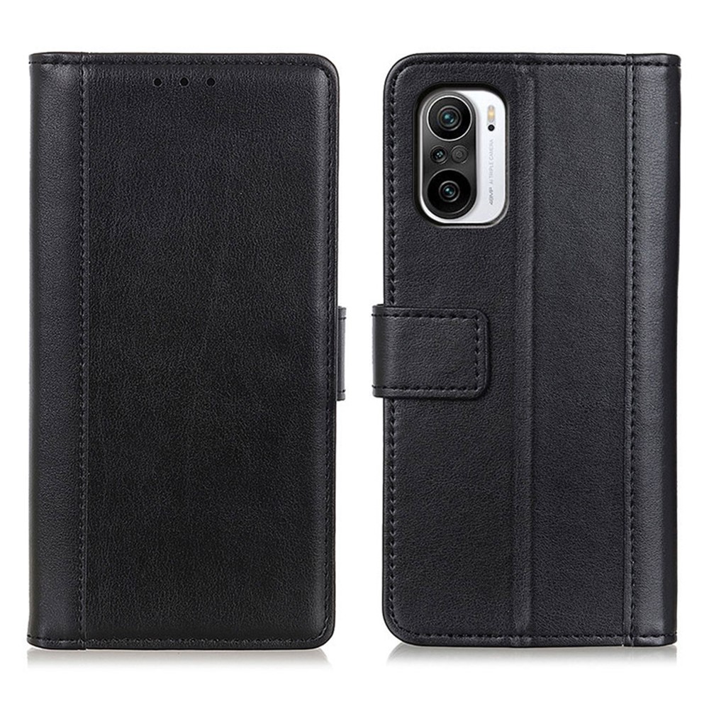 Wallet Design Leather Phone Stand Full Protection Cover Case for Xiaomi Mi 11i/Poco F3 - Black-1
