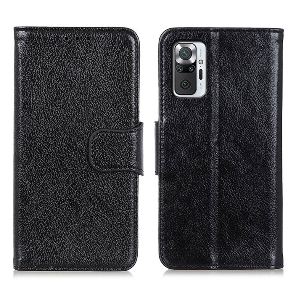 Nappa Texture Leather Wallet Shell Case for Xiaomi Redmi Note 10 Pro Max / Redmi Note 10 Pro - Black-1