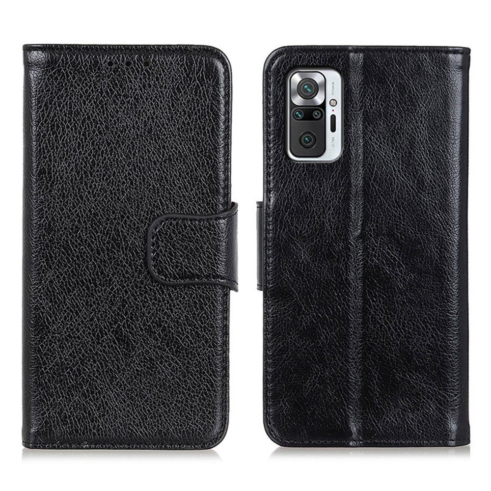 Case de Carcasa de Billetera de Cuero de Textura Nappa Para Xiaomi Redmi Note 10 Pro Max / Redmi Note 10 Pro - Negro