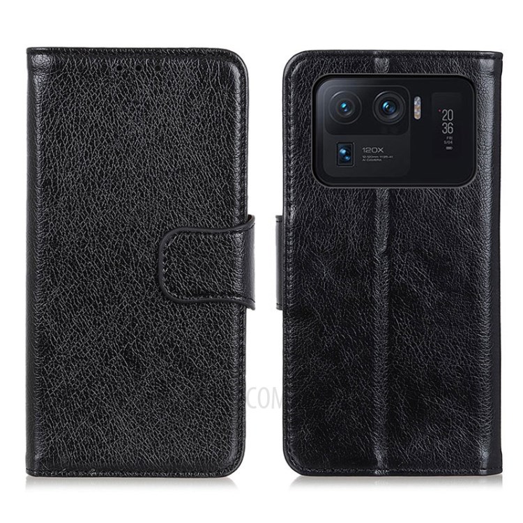 Nappa Texture Leather Wallet Shell Case for Xiaomi Mi 11 Ultra - Black-1