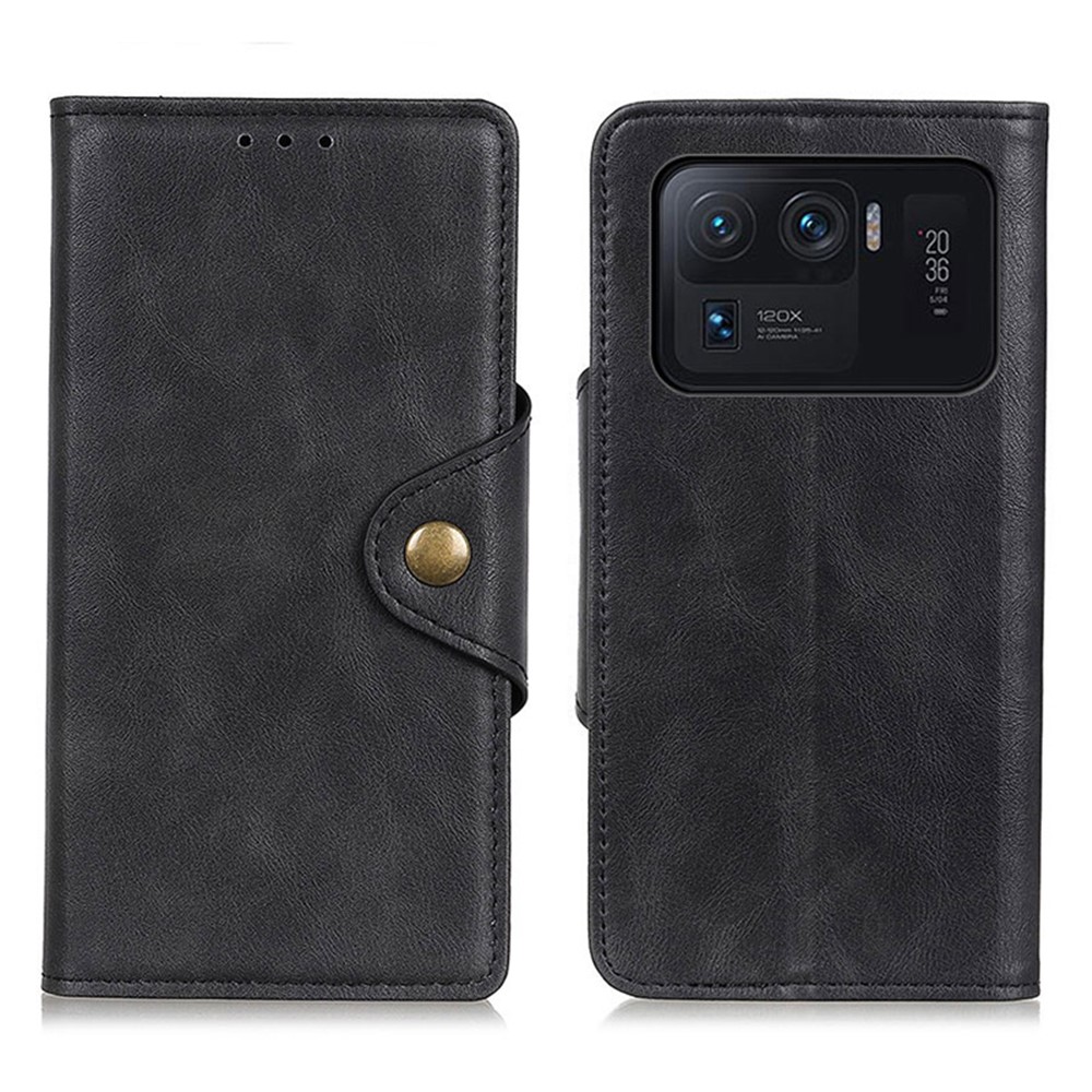 Leather Stand Case with Card Slots for Xiaomi Mi 11 Ultra - Black-1