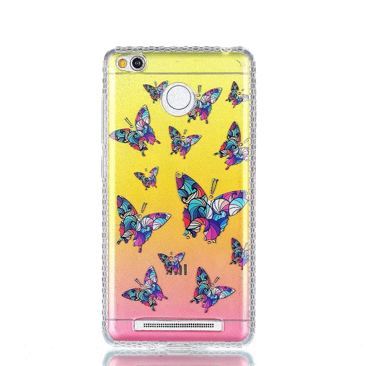 Patterned Inner Rhinestone TPU Case for Xiaomi Redmi 3s - Colorful Butterflies-2